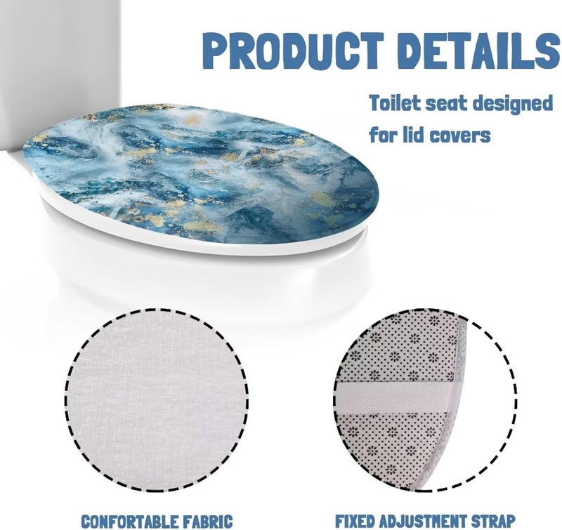 Flashideas Blue Marble Print Toilet Seat Covers for Bathroom Easy to Clean Soft Plush Seat Fits Most Toilet Lids Super Soft Toilet Tank Cover Seat Covers - Image 5